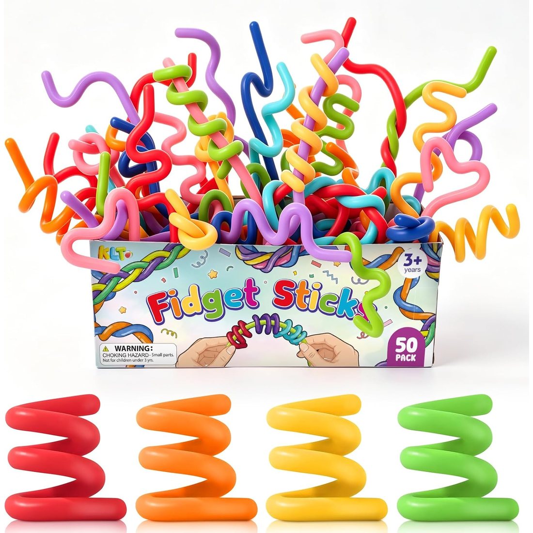 KLT Bendable Fidget Sticks, 50 Pack