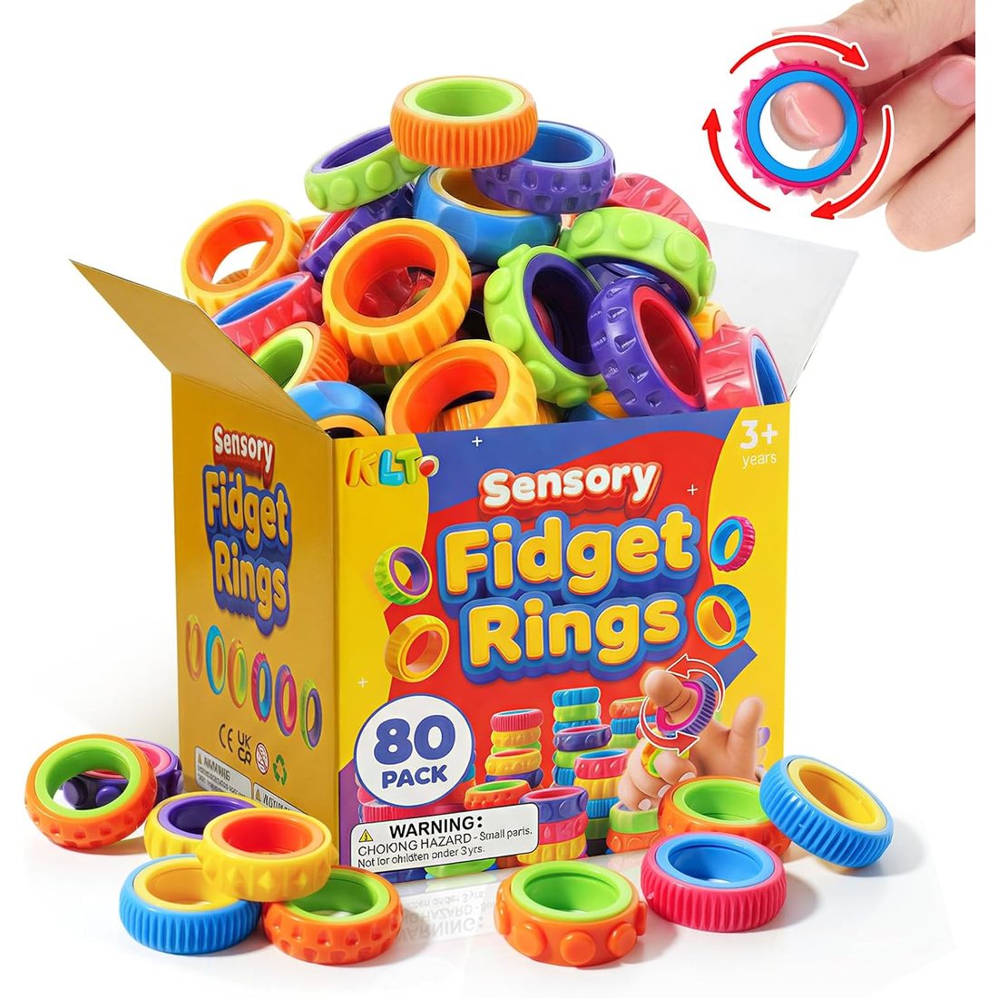 KLT Finger Spinner Rings, 80 Pack