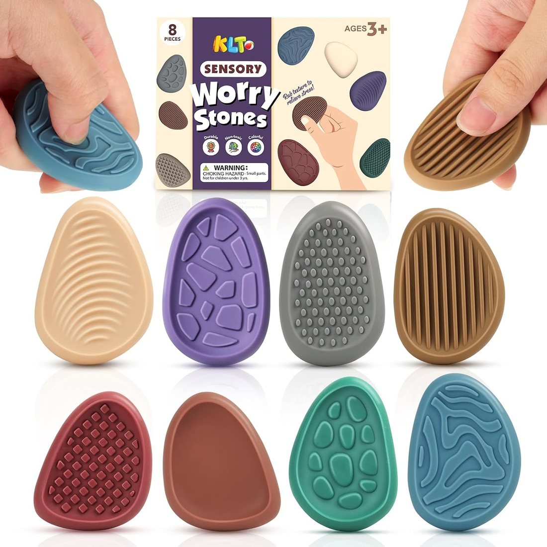 KLT Morandi Texture Worry Stones, 8 Pack