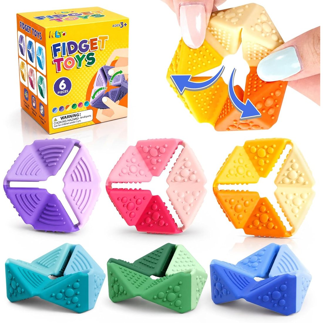 KLT Quiet Textured Flip Cubes, 6 Pack