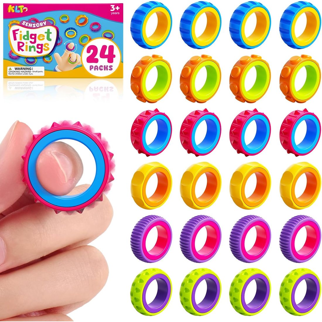 KLT Sensory Spinner Rings, 24 Pack