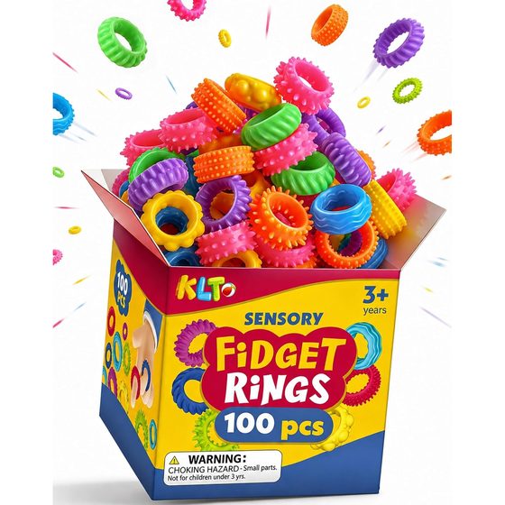 KLT Soft Textured Fidget Rings, 100 Pack