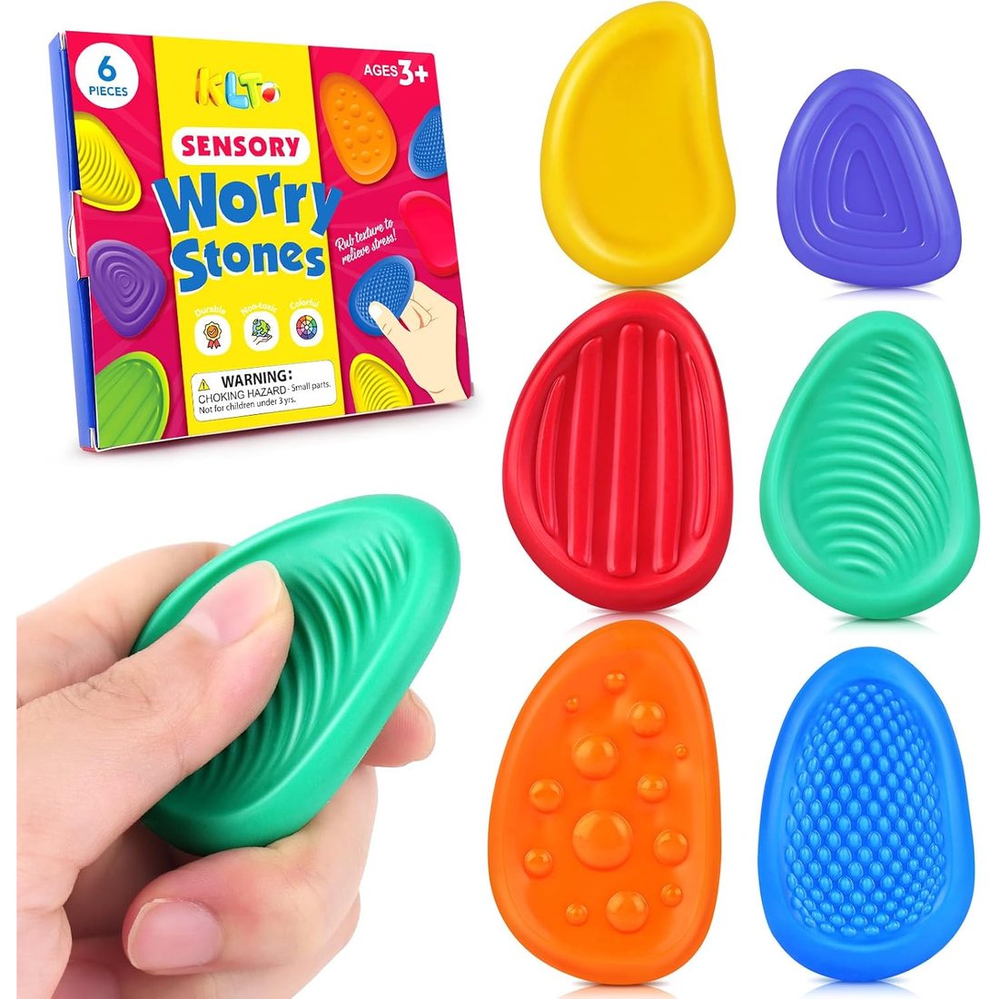 KLT Soft Worry Stones, 6 Pack