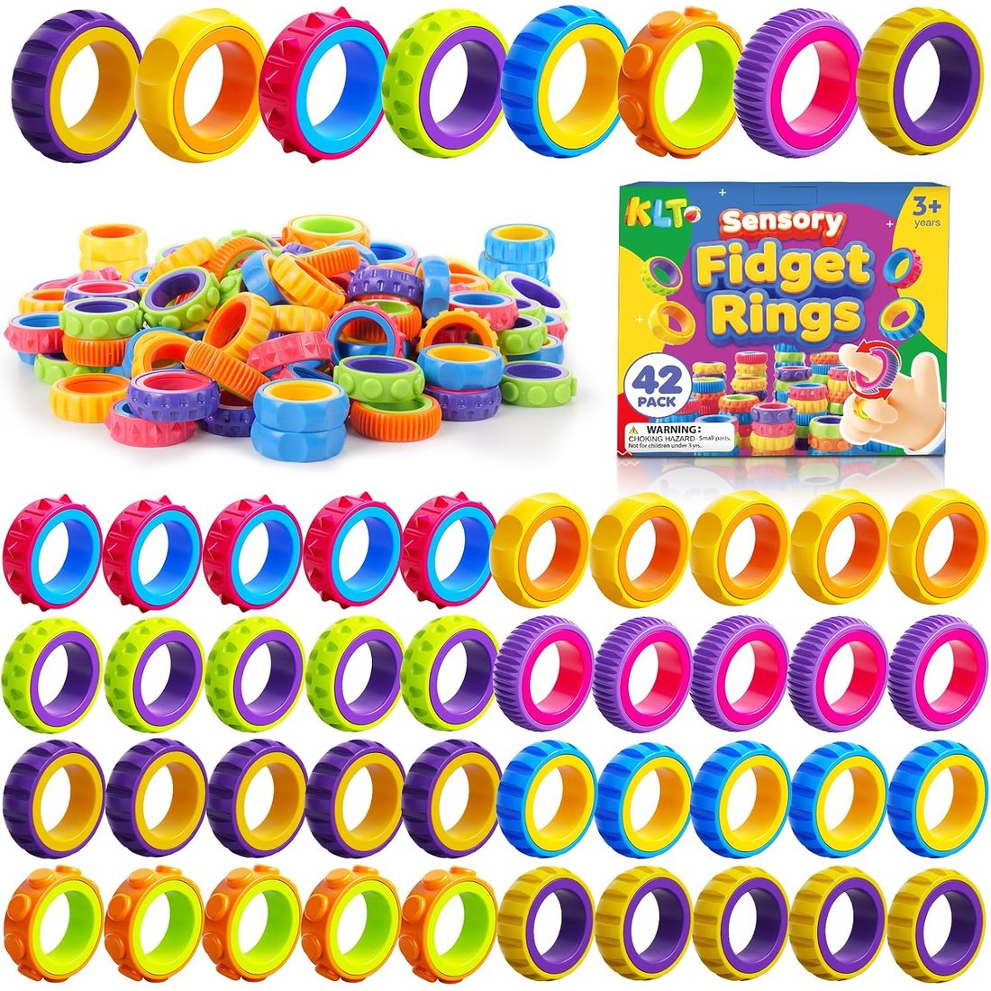 KLT Textured Spinner Rings, 42 Pack