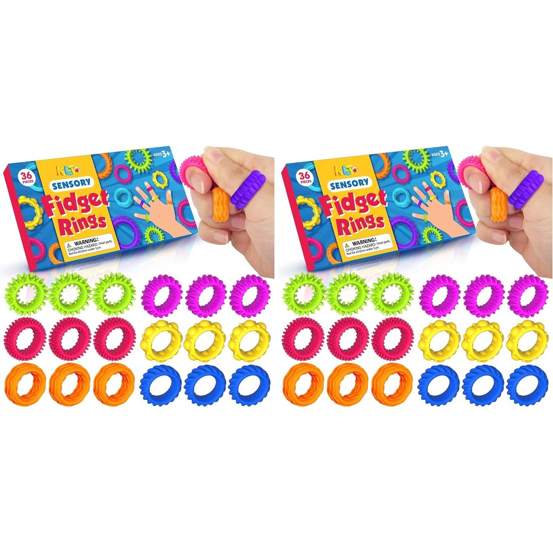 KLT Textured Stretchy Fidget Rings, 18 Pack